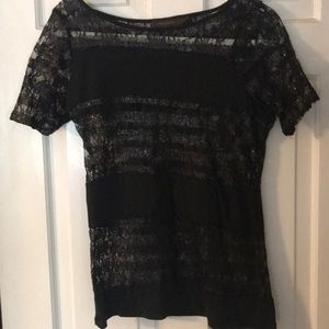 XS The Limited sequin sheer striped top